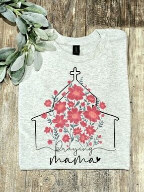 Religious Mom shirt Praying Mama Floral Jesus cute popular